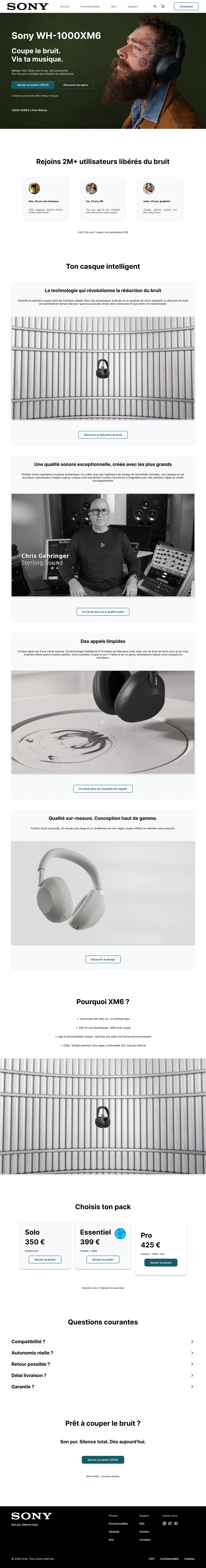Landing Page Sony WCH — aperçu